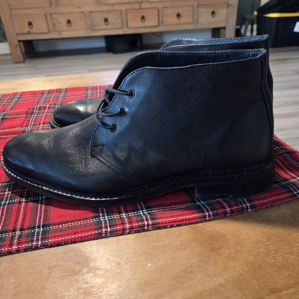 ALFANI MEN'S LOMBARD BLACK LEATHER CHUKKA BOOTS SIZE 9.5
